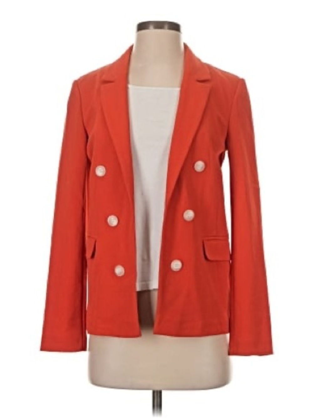 Topshop Bright Red Double-Breasted Blazer with Contrast Trim